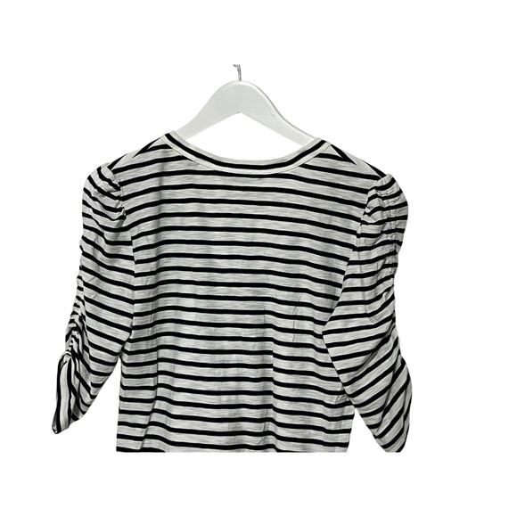 VERONICA BEARD TOP WOMENS SIZE SMALL NETTO TEE SHIRT PUFF SLEEVE NAVY WHITE - Picture 10 of 15